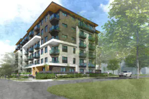 Artist rendering of northeast corner of MacLeod redevelopment building